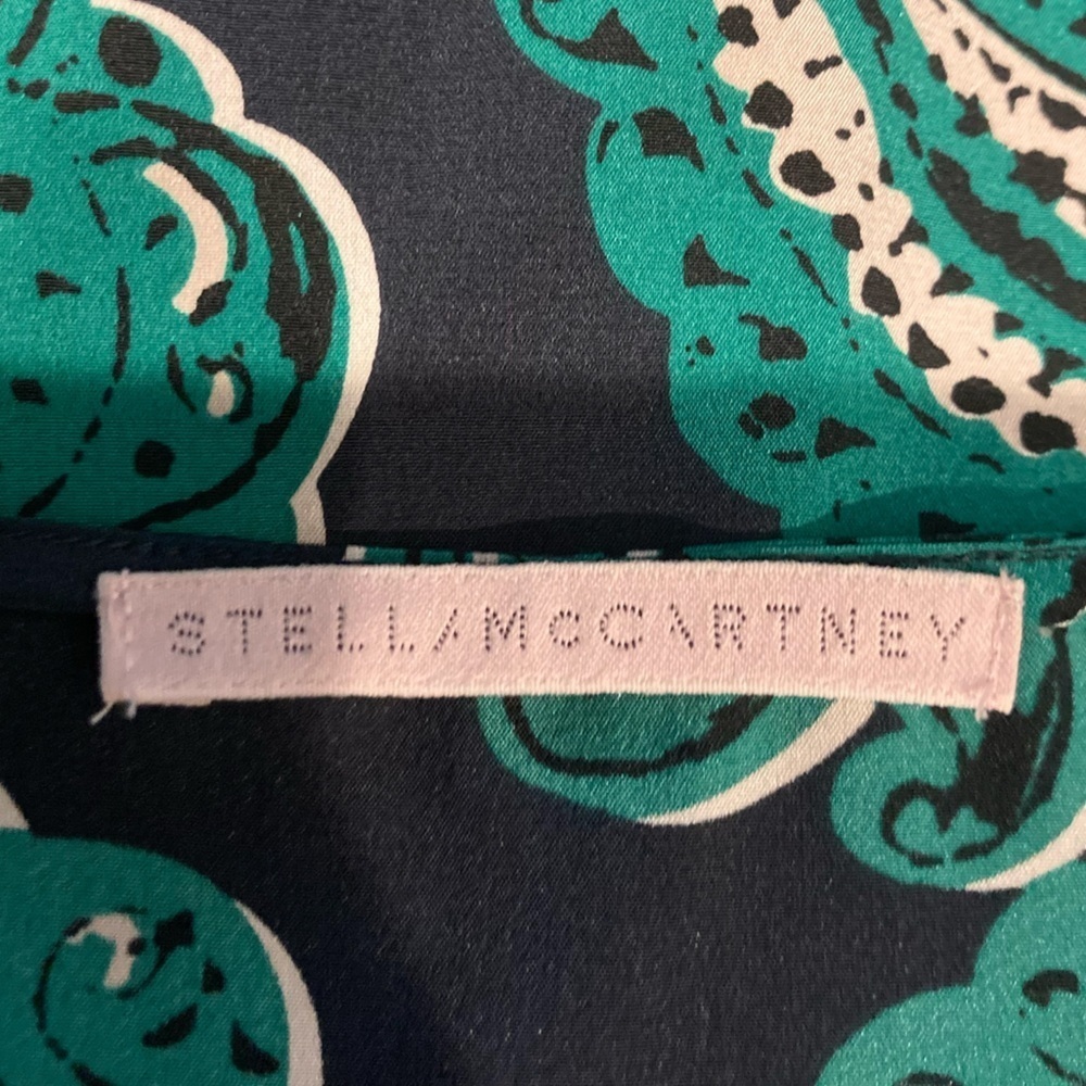 Stella McCartney poppy snoozing stretch silk green & blue paisley print camisole - Picture 6 of 8